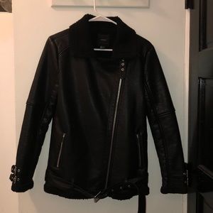 Ladies Forever 21 Faux Fur/Leather Jacket